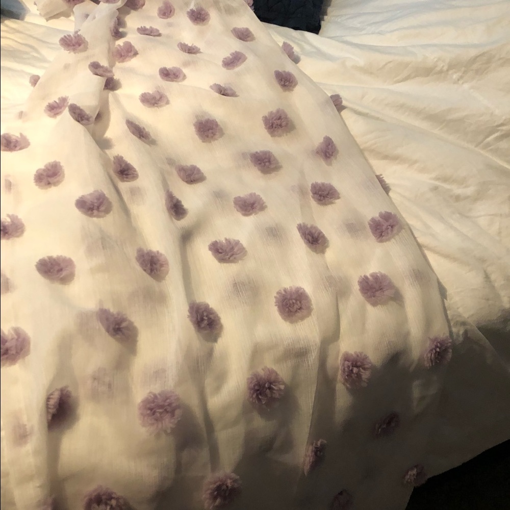 Drapes- girl’s room, purple Pom Pom - two panels